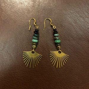 Turquoise and Brass Earrings